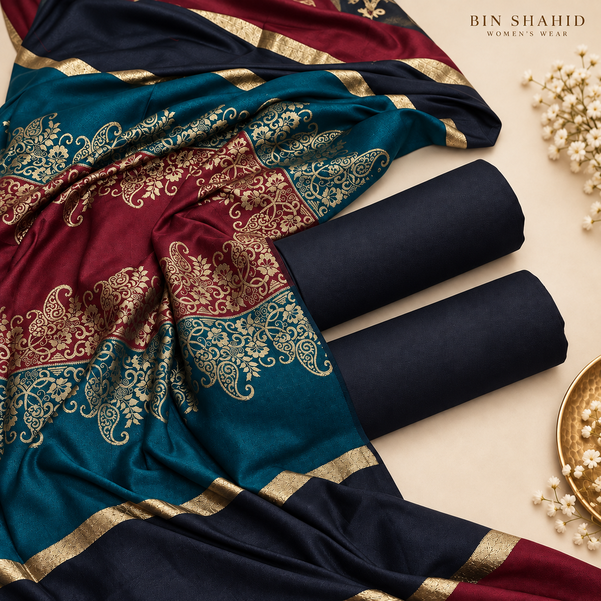 Bin Shahid 3PCs Dhanak with Fancy Wool Shawl