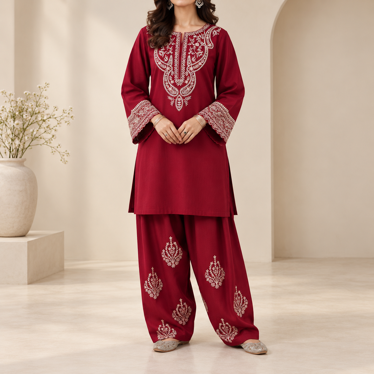 Pure Dhanak 2PC Heavy Embroidered V4