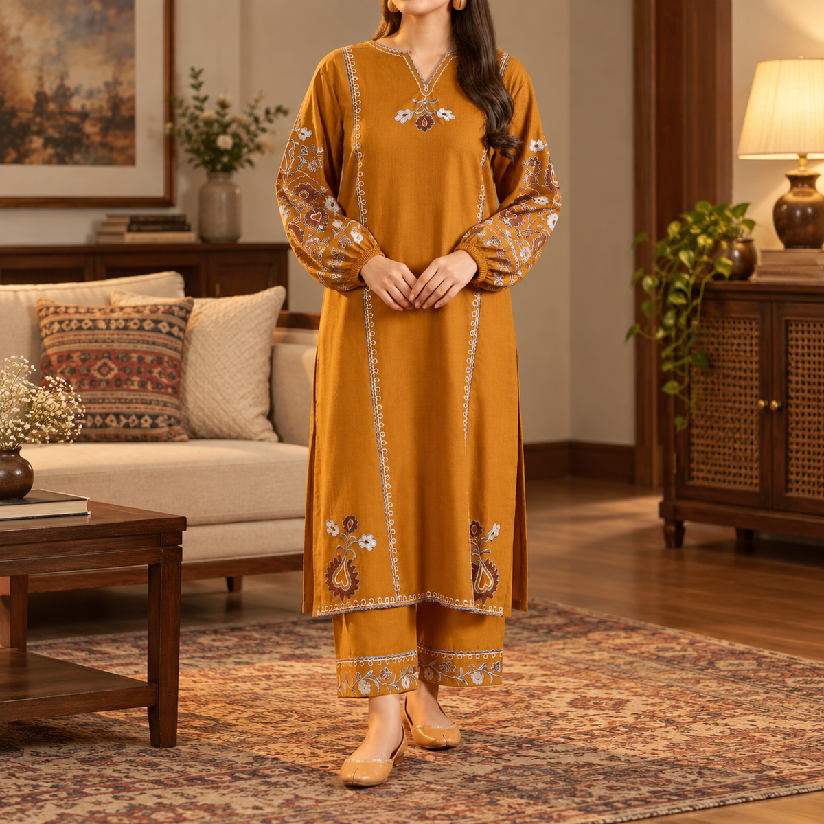 Pure Dhanak 2PC Embroidered V5