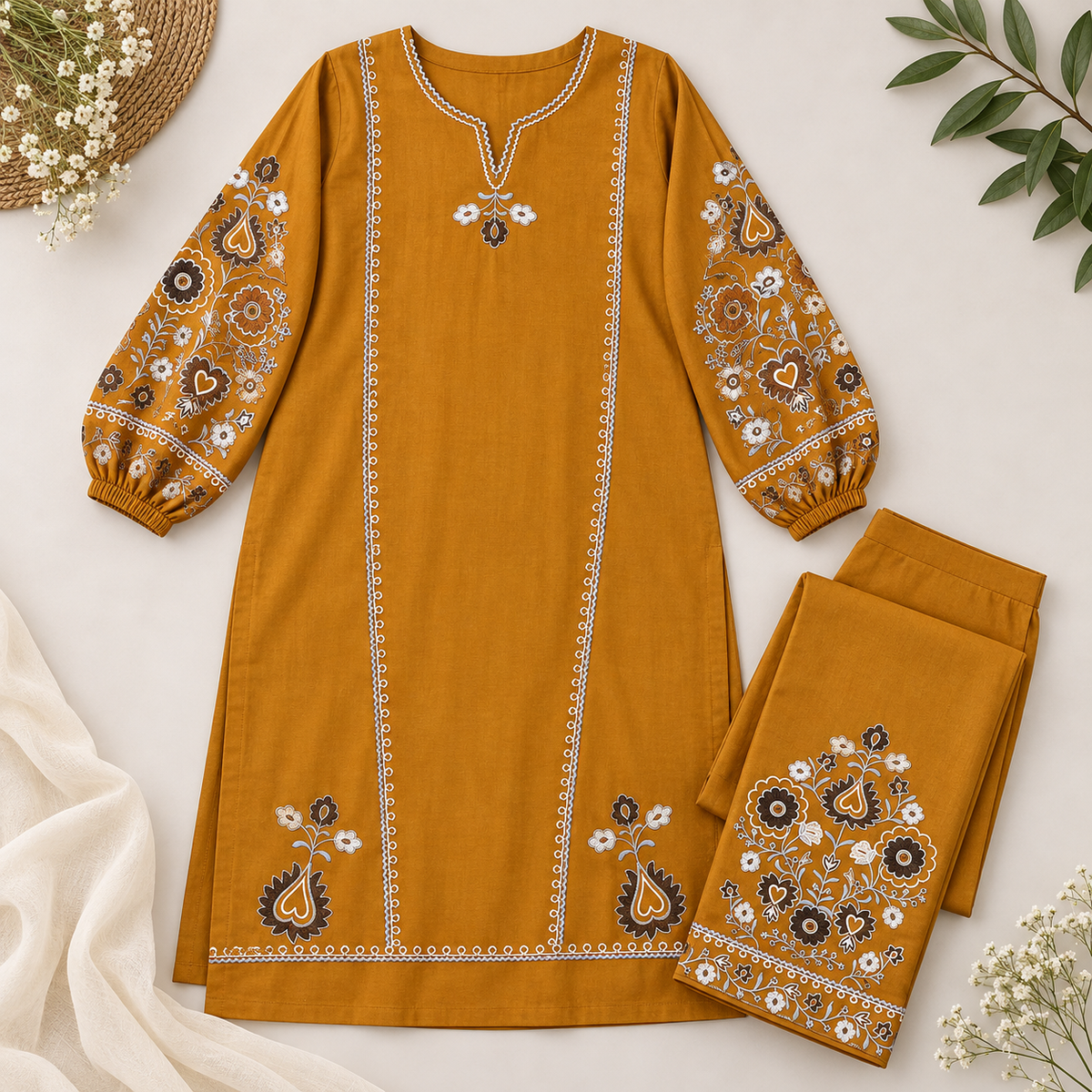 Pure Dhanak 2PC Embroidered V5
