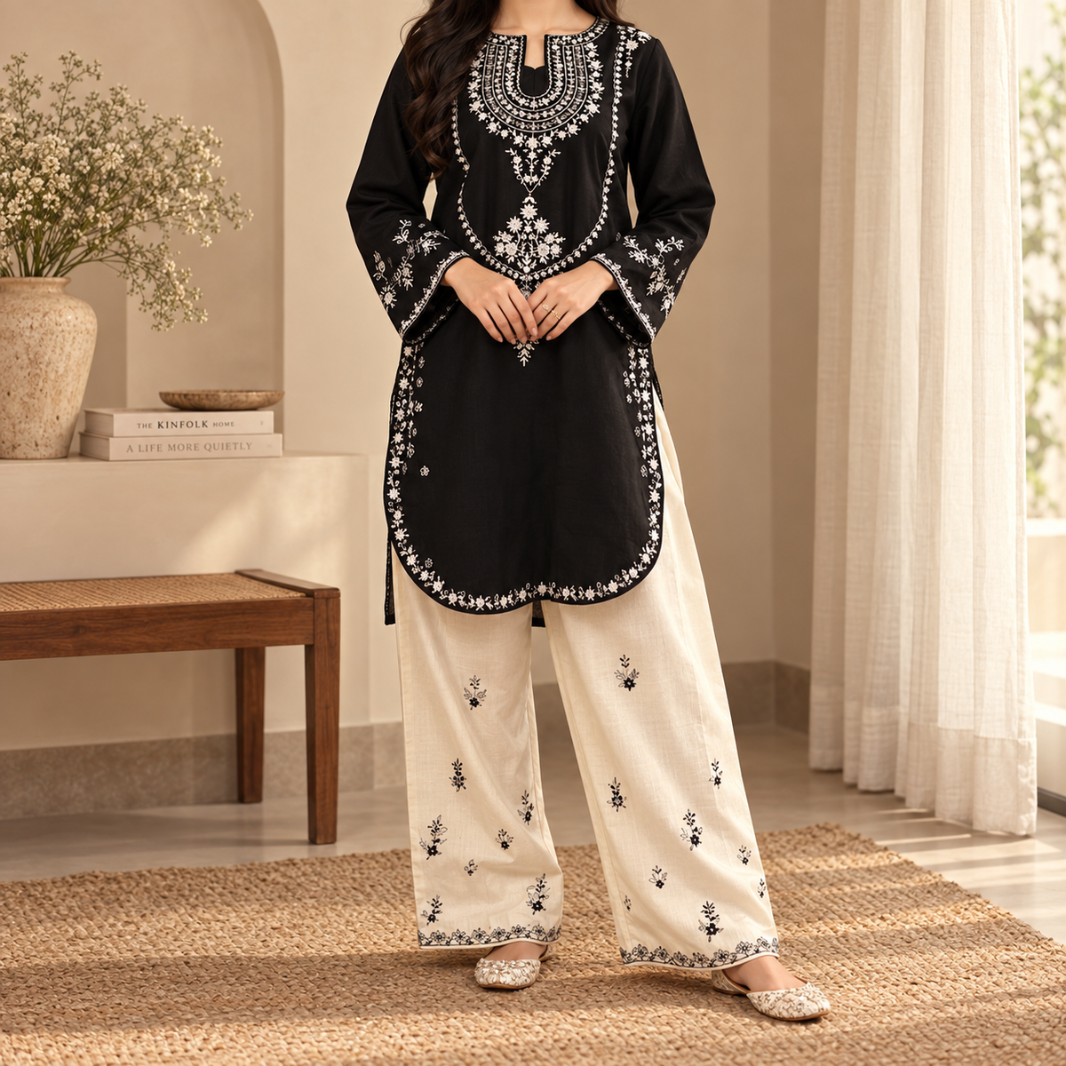 Bin Shahid Urge Pure Dhanak 2PC Heavy Embroidered